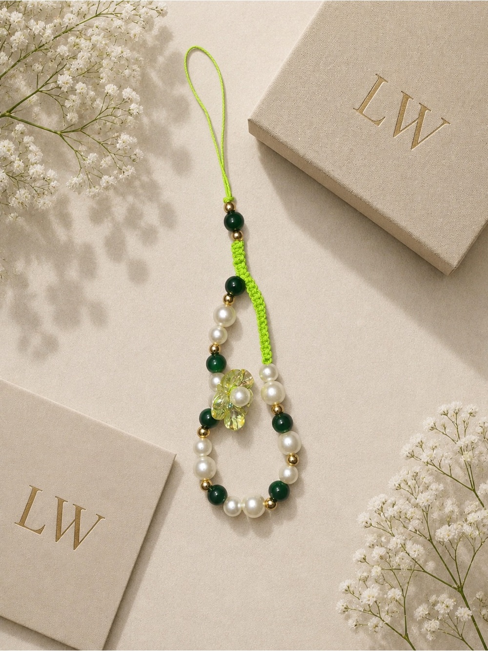 Green and Pearl Beaded Charm - Women Jewelry